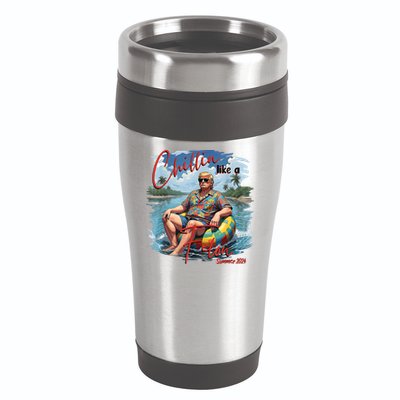 Chillin Like A Felon Retro Summer Pink Funny Trump 2024 16oz Travel Tumbler