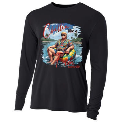 Chillin Like A Felon Retro Summer Pink Funny Trump 2024 Cooling Performance Long Sleeve Crew