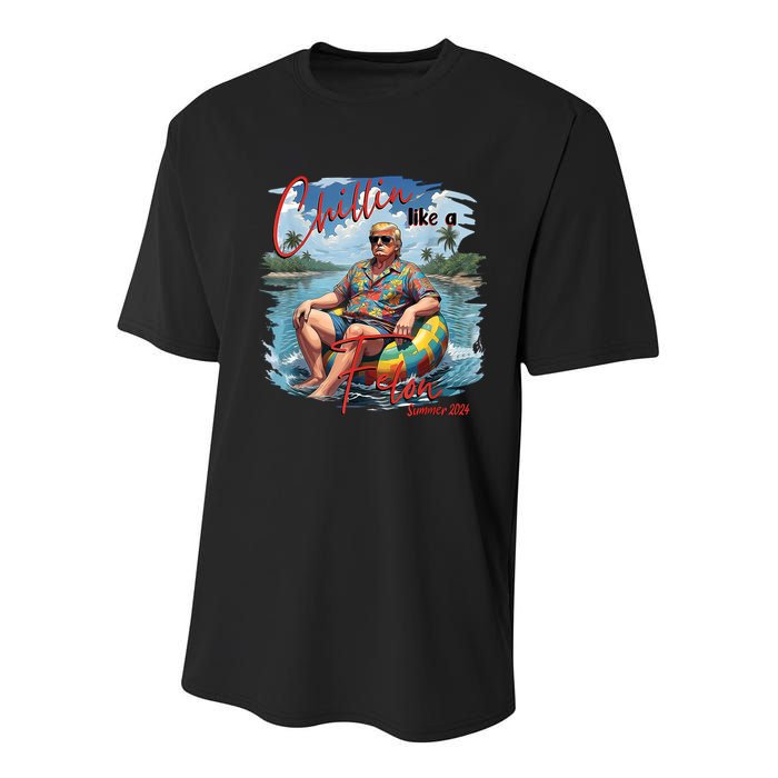 Chillin Like A Felon Retro Summer Pink Funny Trump 2024 Youth Performance Sprint T-Shirt