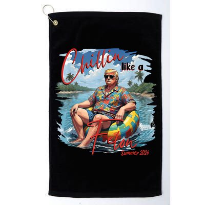 Chillin Like A Felon Retro Summer Pink Funny Trump 2024 Golf Towel