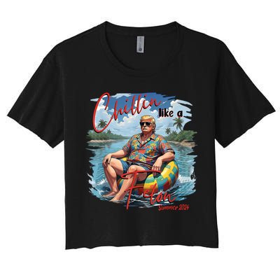 Chillin Like A Felon Retro Summer Pink Funny Trump 2024 Crop Top