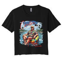 Chillin Like A Felon Retro Summer Pink Funny Trump 2024 Crop Top
