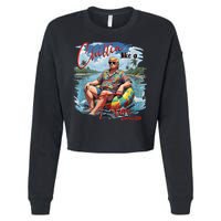Chillin Like A Felon Retro Summer Pink Funny Trump 2024 Cropped Pullover Crew