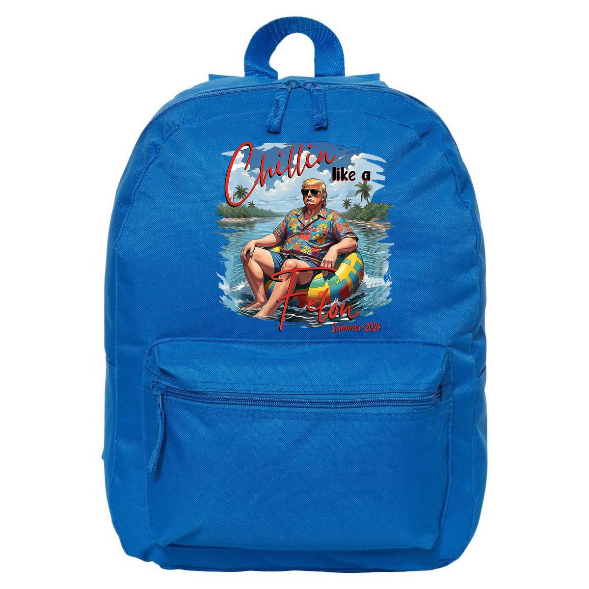 Chillin Like A Felon Retro Summer Pink Funny Trump 2024 16 in Basic Backpack