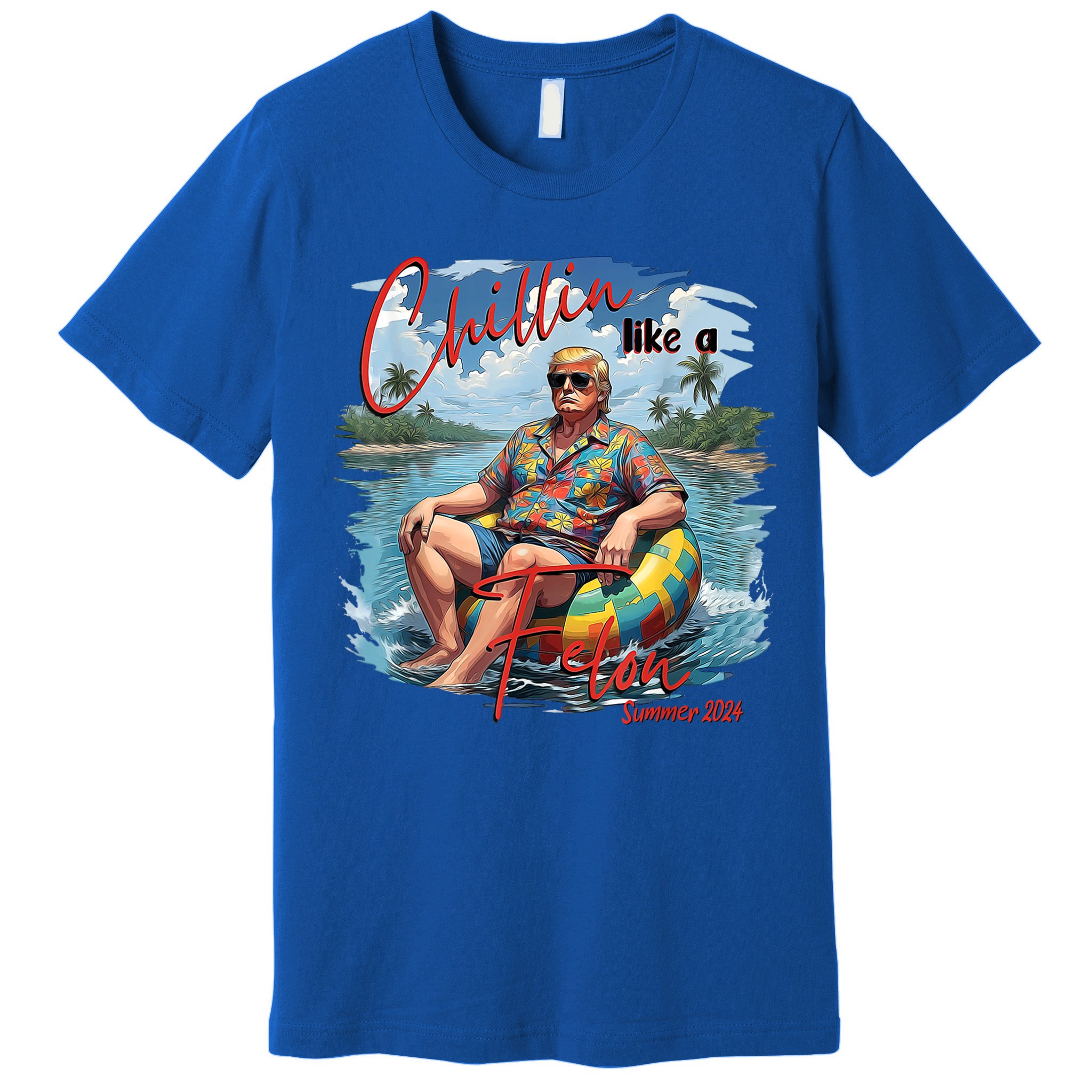 Chillin Like A Felon Retro Summer Pink Funny Trump 2024 Premium T-Shirt