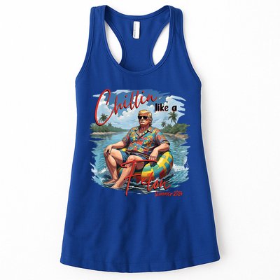 Chillin Like A Felon Retro Summer Pink Funny Trump 2024 Womens Tank Top