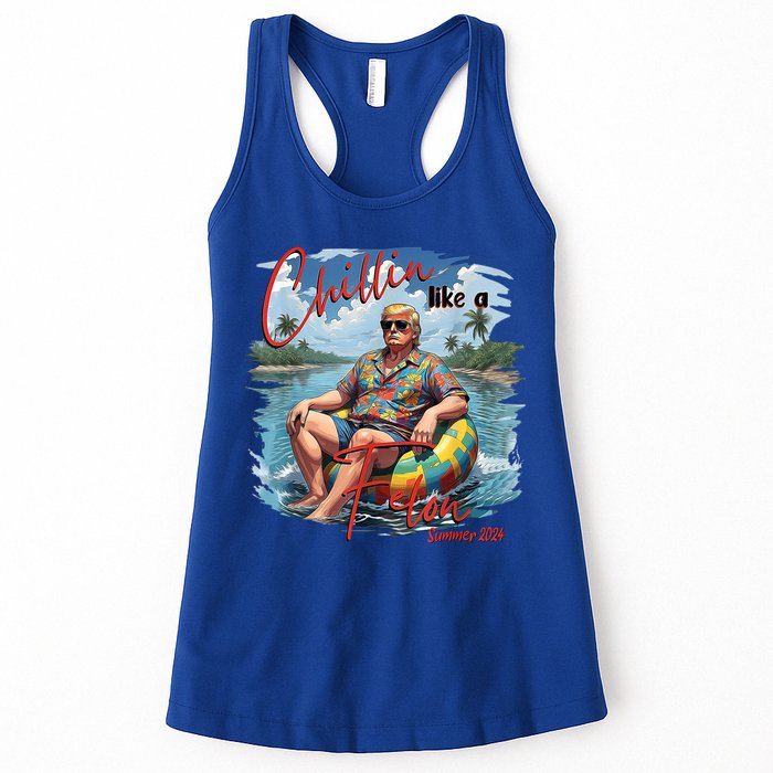 Chillin Like A Felon Retro Summer Pink Funny Trump 2024 Womens Tank Top
