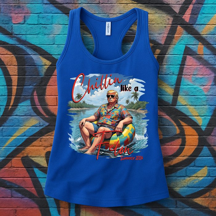 Chillin Like A Felon Retro Summer Pink Funny Trump 2024 Womens Tank Top