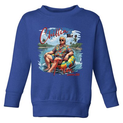 Chillin Like A Felon Retro Summer Pink Funny Trump 2024 Toddler Sweatshirt