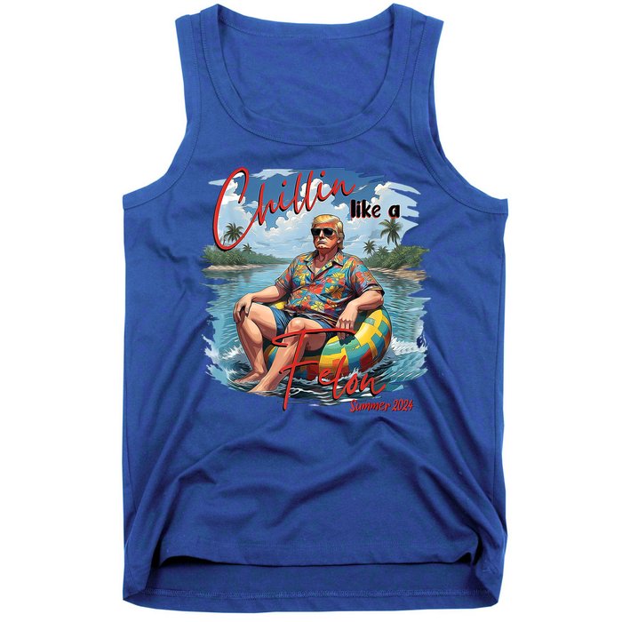 Chillin Like A Felon Retro Summer Pink Funny Trump 2024 Tank Top