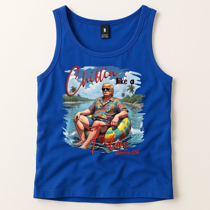 Chillin Like A Felon Retro Summer Pink Funny Trump 2024 Tank Top