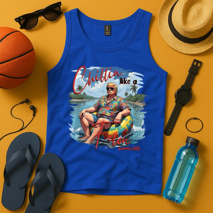 Chillin Like A Felon Retro Summer Pink Funny Trump 2024 Tank Top