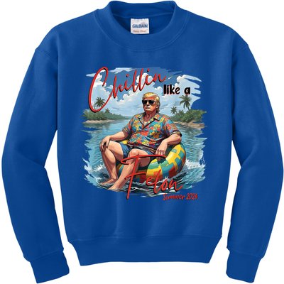 Chillin Like A Felon Retro Summer Pink Funny Trump 2024 Kids Sweatshirt