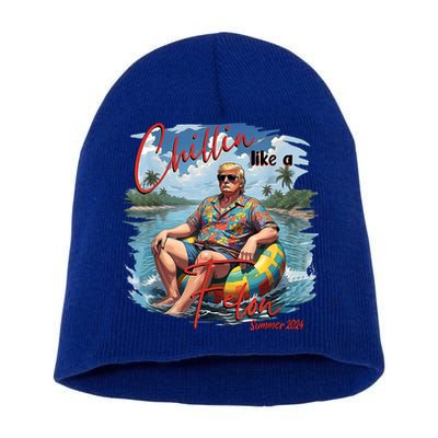 Chillin Like A Felon Retro Summer Pink Funny Trump 2024 Short Acrylic Beanie