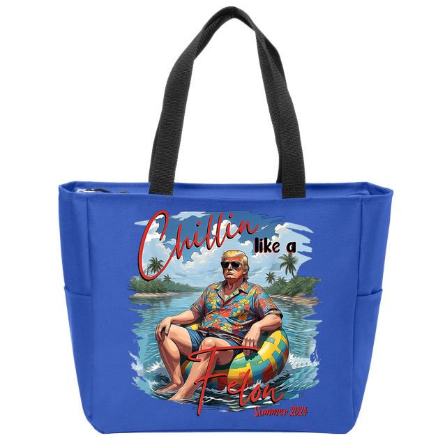 Chillin Like A Felon Retro Summer Pink Funny Trump 2024 Zip Tote Bag