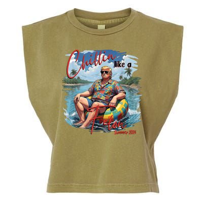 Chillin Like A Felon Retro Summer Pink Funny Trump 2024 Garment-Dyed Women's Muscle Tee