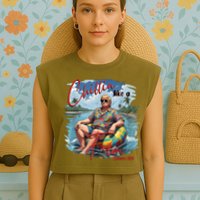 Chillin Like A Felon Retro Summer Pink Funny Trump 2024 Garment-Dyed Women's Muscle Tee
