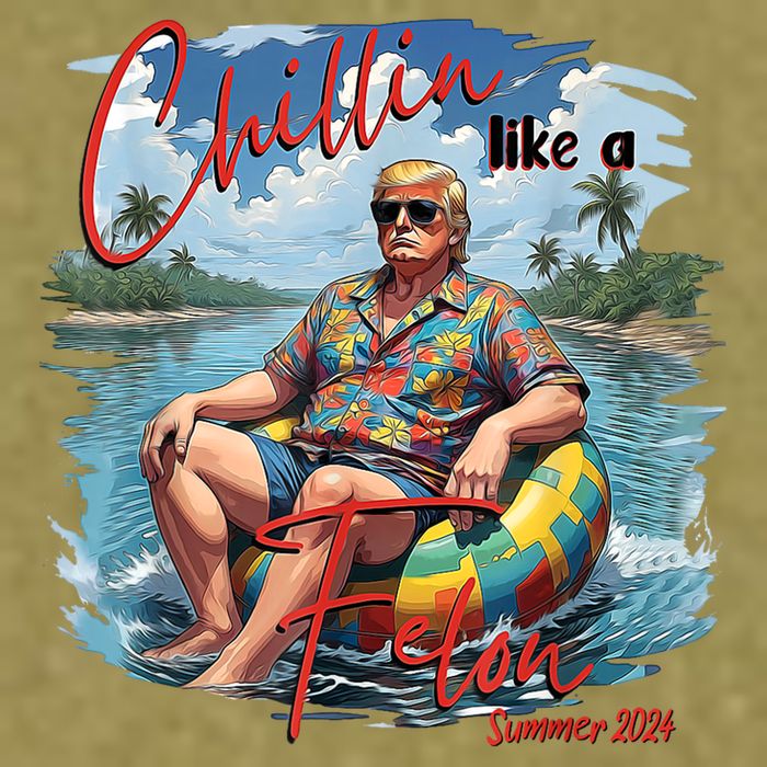 Chillin Like A Felon Retro Summer Pink Funny Trump 2024 Garment-Dyed Women's Muscle Tee
