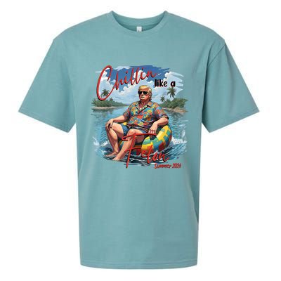 Chillin Like A Felon Retro Summer Pink Funny Trump 2024 Sueded Cloud Jersey T-Shirt