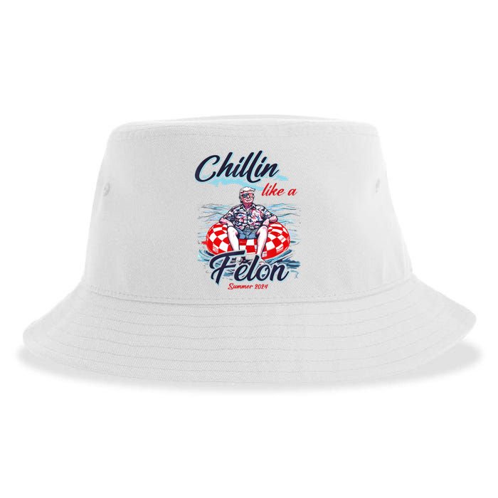 Chillin Like A Felon Retro Summer Pink Funny Trump 2024 Sustainable Bucket Hat