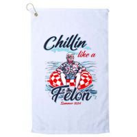 Chillin Like A Felon Retro Summer Pink Funny Trump 2024 Platinum Collection Golf Towel