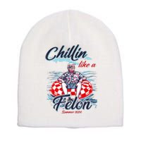 Chillin Like A Felon Retro Summer Pink Funny Trump 2024 Short Acrylic Beanie