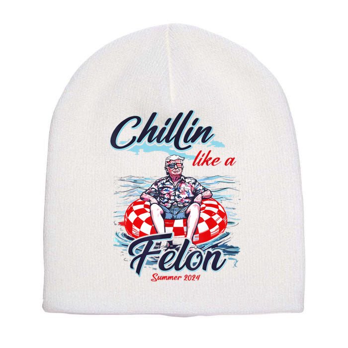 Chillin Like A Felon Retro Summer Pink Funny Trump 2024 Short Acrylic Beanie