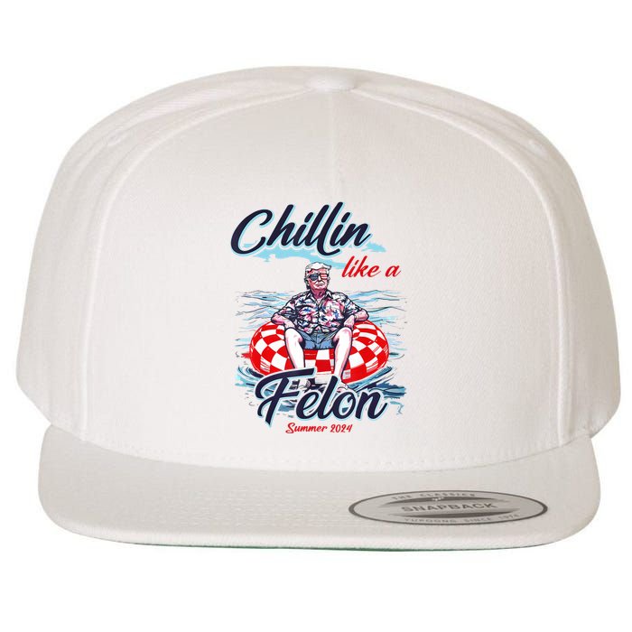 Chillin Like A Felon Retro Summer Pink Funny Trump 2024 Wool Snapback Cap