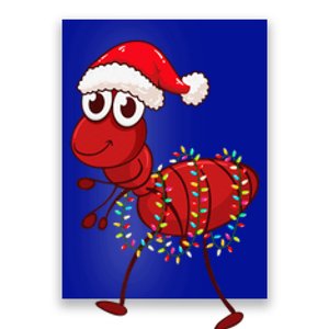 Christmas Lights Ant Wearing Xmas Hat Funny Ant Lover Poster