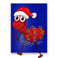 Christmas Lights Ant Wearing Xmas Hat Funny Ant Lover Poster