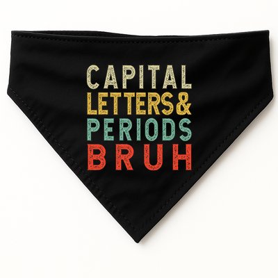 Capital Letters And Periods Bruh ELA Teacher Funny Grammar USA-Made Doggie Bandana