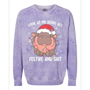 Christmas Look At Me Being All Festive And Shits Moo Deng Colorblast Crewneck Sweatshirt