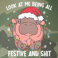 Christmas Look At Me Being All Festive And Shits Moo Deng Legacy Tie Dye Trucker Hat
