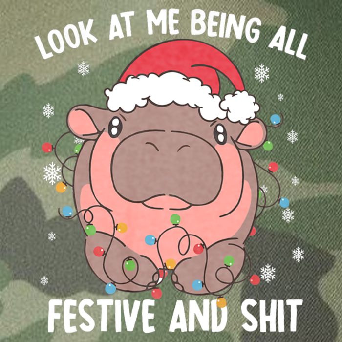 Christmas Look At Me Being All Festive And Shits Moo Deng Legacy Tie Dye Trucker Hat