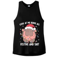 Christmas Look At Me Being All Festive And Shits Moo Deng Ladies PosiCharge Tri-Blend Wicking Tank