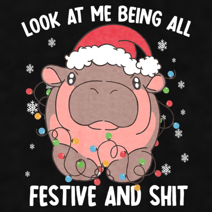 Christmas Look At Me Being All Festive And Shits Moo Deng Ladies PosiCharge Tri-Blend Wicking Tank