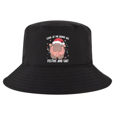 Christmas Look At Me Being All Festive And Shits Moo Deng Cool Comfort Performance Bucket Hat