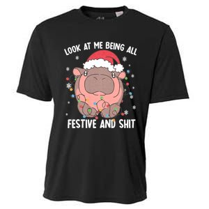 Christmas Look At Me Being All Festive And Shits Moo Deng Cooling Performance Crew T-Shirt