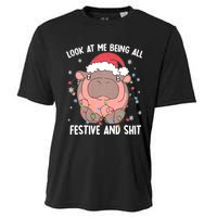 Christmas Look At Me Being All Festive And Shits Moo Deng Cooling Performance Crew T-Shirt