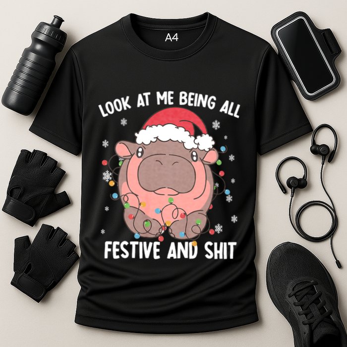 Christmas Look At Me Being All Festive And Shits Moo Deng Performance Shirt
