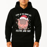 Christmas Look At Me Being All Festive And Shits Moo Deng Hoodie