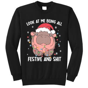 Christmas Look At Me Being All Festive And Shits Moo Deng Sweatshirt