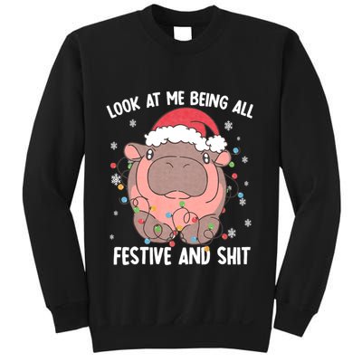 Christmas Look At Me Being All Festive And Shits Moo Deng Sweatshirt
