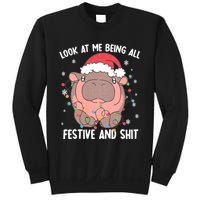 Christmas Look At Me Being All Festive And Shits Moo Deng Sweatshirt