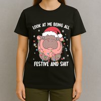 Christmas Look At Me Being All Festive And Shits Moo Deng T-Shirt