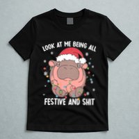 Christmas Look At Me Being All Festive And Shits Moo Deng T-Shirt