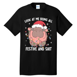 Christmas Look At Me Being All Festive And Shits Moo Deng Tall T-Shirt