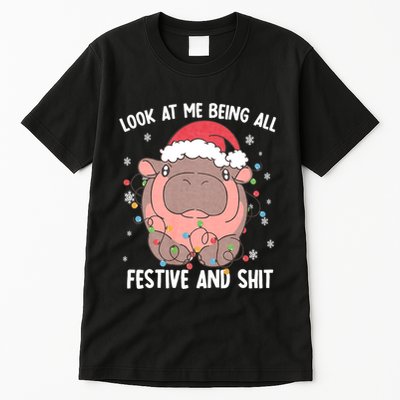 Christmas Look At Me Being All Festive And Shits Moo Deng Tall T-Shirt