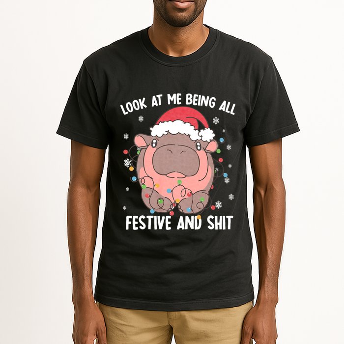 Christmas Look At Me Being All Festive And Shits Moo Deng Tall T-Shirt