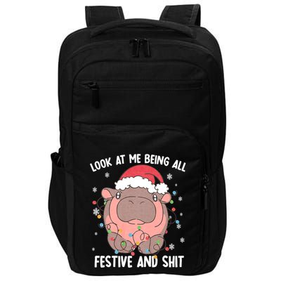 Christmas Look At Me Being All Festive And Shits Moo Deng Impact Tech Backpack